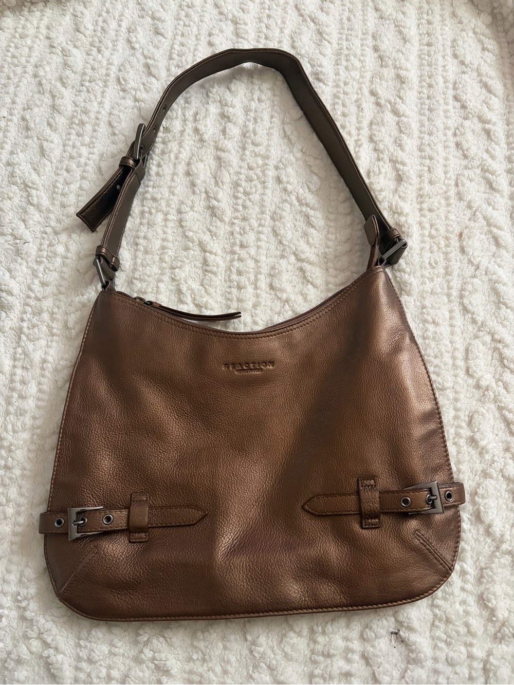 Reaction Kenneth Cole Chestnut Brown Leather Shoulder Bag